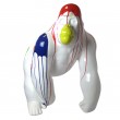 Statue en résine singe gorille multicolore fond blanc trash - 120 cm