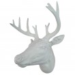 Statue en résine tête de cerf blanche 35 cm