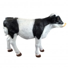 Statue en résine vache veau noir et blanc - 100 cm