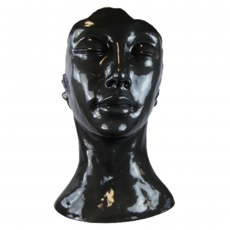 Statue visage DE FEMME XXL en résine noire - 120 cm