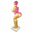 Statue baigneuse plongeuse nageuse en résine maillot fuchsia 110 cm