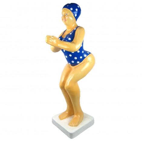 Statue baigneuse plongeuse nageuse en résine maillot bleu 110 cm