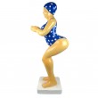 Statue baigneuse plongeuse nageuse en résine maillot bleu 110 cm