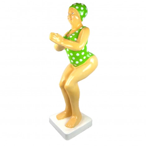 Statue baigneuse plongeuse nageuse en résine maillot vert 110 cm