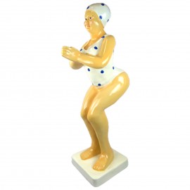 Statue baigneuse plongeuse nageuse en résine maillot blanc 110 cm