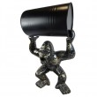 Statue en résine Donkey Kong gorille singe argent doré et noir avec tonneau 100 cm