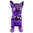 Statue en résine bouledogue Français assis chromé violet - 31 cm