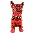 Statue en résine bouledogue Français assis chromé rouge - 31 cm