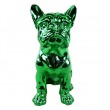 Statue en résine bouledogue Français assis chromé vert - 31 cm