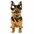 Statue chien bouledogue Français à lunette en résine chromée champagne 37 cm