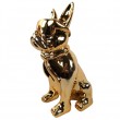 Statue chien bouledogue Français à lunette en résine chromée champagne 37 cm