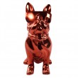 Statue chien bouledogue Français à lunette en résine chromée cognac 37 cm