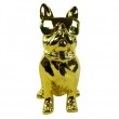 Statue chien bouledogue Français à lunette en résine chromée bronze 37 cm