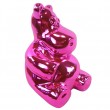 Statue hippopotame assis en résine chromée fuchsia 24 cm