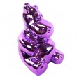 Statue hippopotame assis en résine chromée violet 24 cm