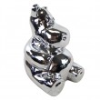 Statue hippopotame assis en résine chromée argent 24 cm