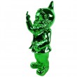 Statue en résine NAIN de jardin doigt d'honneur vert chromé - 35 cm