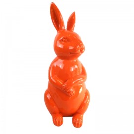 Statue en résine Lapin assis orange - 53 cm