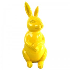 Statue en résine Lapin assis jaune - 53 cm