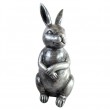 Statue Lapin en résine couleur acier 53 cm