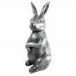 Statue en résine Lapin assis couleur acier - 53 cm