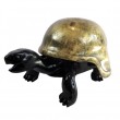 Statue tortue casquée en résine noire et vieil or 35 cm