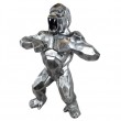 Statue en résine origami gorille singe méchant acier argenté debout 80 cm