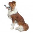 Statue en résine Chien Border collie assis robe marron et blanche 50 cm