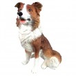 Statue en résine Chien Border collie assis robe marron et blanche 50 cm