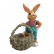 Statue lapin en r&eacute;sine gar&ccedil;on au panier jardini&egrave;re 56 cm