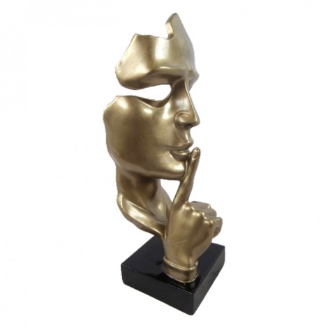 Statue visage résine femme doré 43 cm