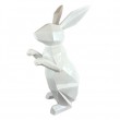 Statue XXL lapin debout blanc origami 105 cm en résine oreilles droite - 1