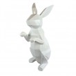 Statue XXL lapin debout blanc origami 105 cm en résine oreilles droite - 2