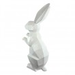 Statue XXL lapin debout blanc origami 105 cm en résine oreilles droite - 3