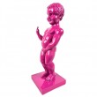 Statue Manneken-Pis en résine fuchsia doigt d'honneur 45 cm