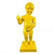 Statue Manneken-Pis en résine jaune doigt d'honneur 60 cm