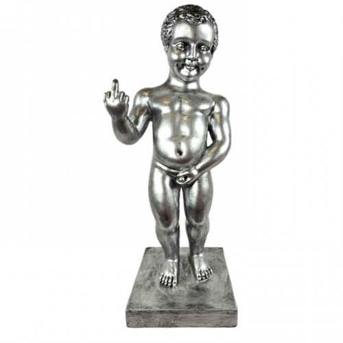 Statue Manneken-Pis en résine acier doigt d'honneur 60 cm