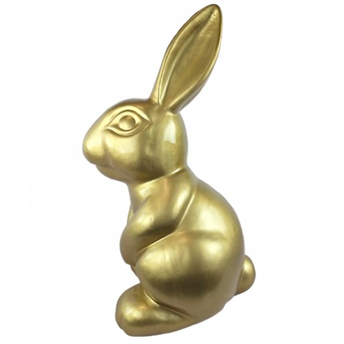 Lapin résine XXL doré 85 cm