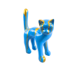 Statue chat en résine bleu et or 45 cm – déco moderne originale