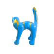 Statue chat en résine bleu et or 45 cm – déco moderne originale