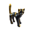 Statue chat en résine noir et or 45 cm – déco féline chic