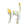 Statue chat en résine blanc et or 45 cm – décoration élégante