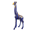 Statue girafe en résine bleu et or 102 cm – déco intérieure et extérieure