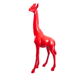 Statue girafe rouge en résine 102 cm – déco intérieure extérieure