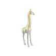 Statue girafe blanche et or 102 cm en résine – déco extérieure chic