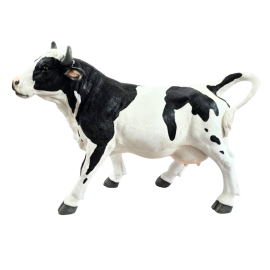 Statue vache en résine noir et blanc 50 cm – déco intérieure et extérieure