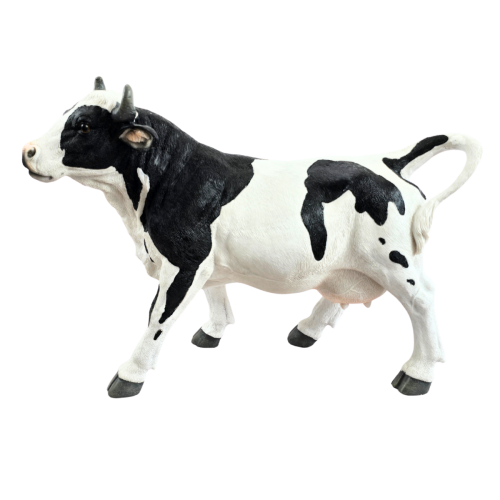 Statue vache en résine noir et blanc 50 cm – déco intérieure et extérieure
