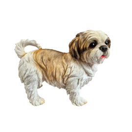 Statue chien Shih Tzu en résine 40 cm – déco intérieure extérieure