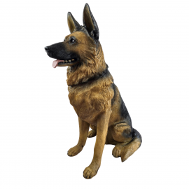 Statue berger allemand assis 70 cm – réaliste pour déco maison ou jardin