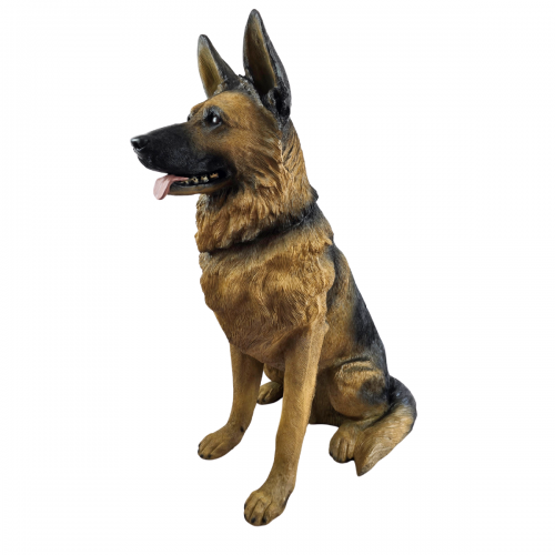Statue berger allemand assis 70 cm – réaliste pour déco maison ou jardin